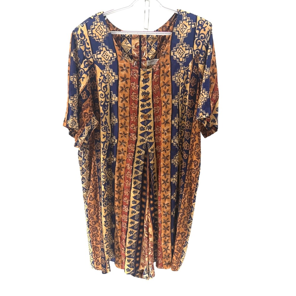 Kathryn Deene Romper Women 22/24 Yellow Tribal Geometric VTG Boho Indie Festival